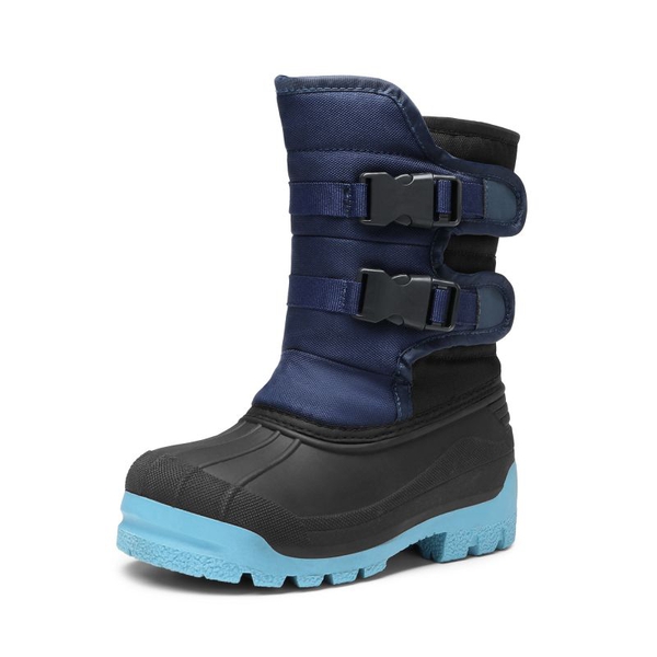 Boys' Hook-And-Loop Non-Slip Snow Boots - DARK BLUE-LIGHT BLUE -  0